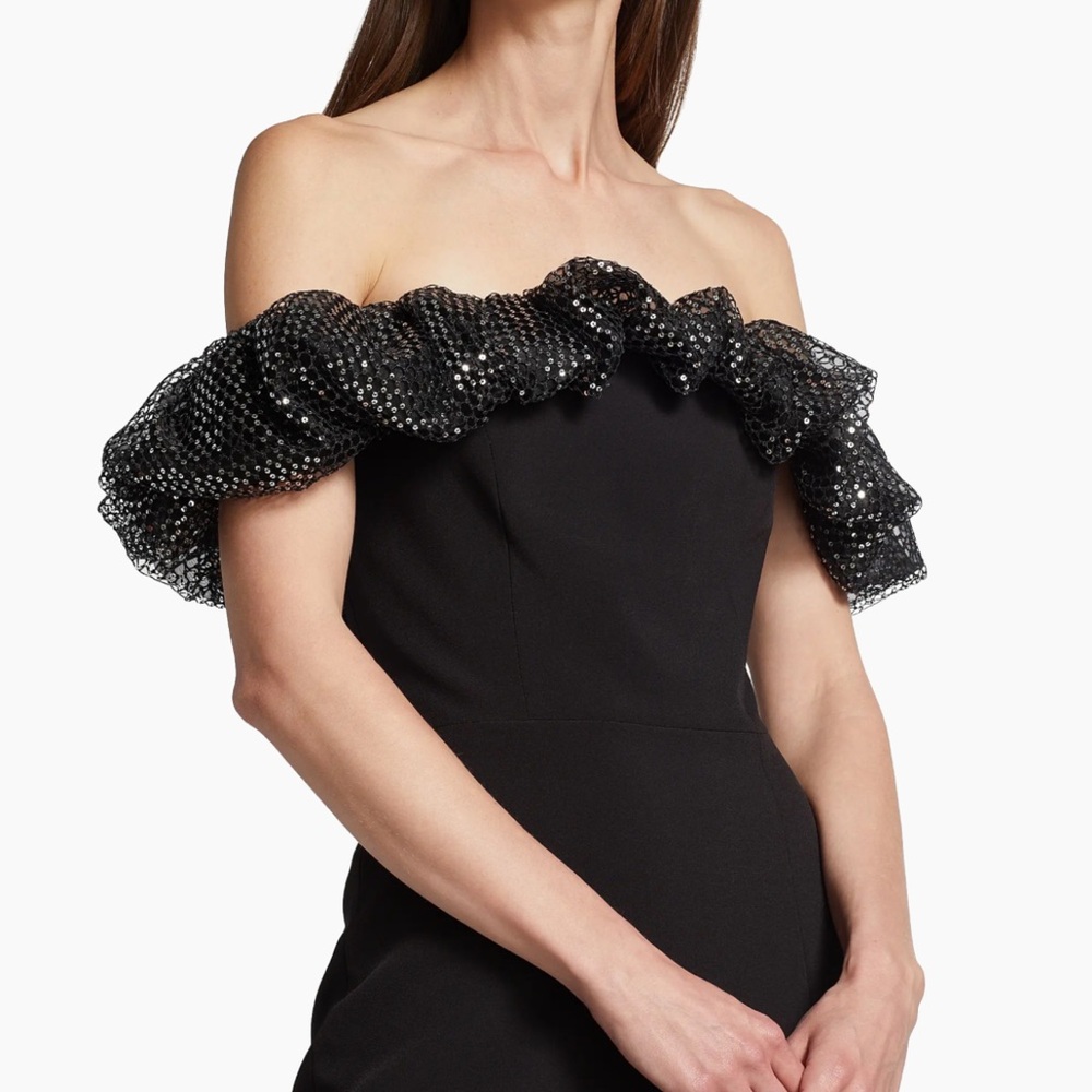 ML Monique Lhuillier - Michaela Crepe Off-the-Shoulder Gown - Size 4 - NWT - Picture 5 of 16